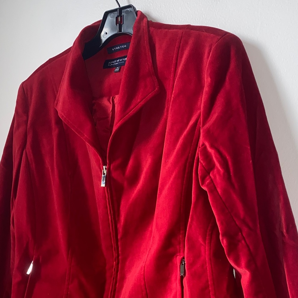 Jones New York Petites Women's Red Bomber Jacket - Picture 4 of 9